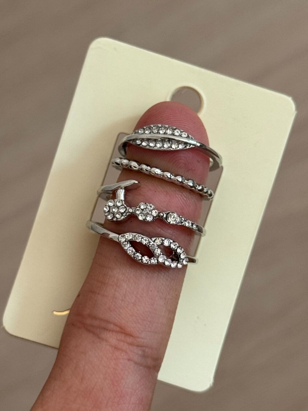 Silver Textured Stacking Rings Band Set